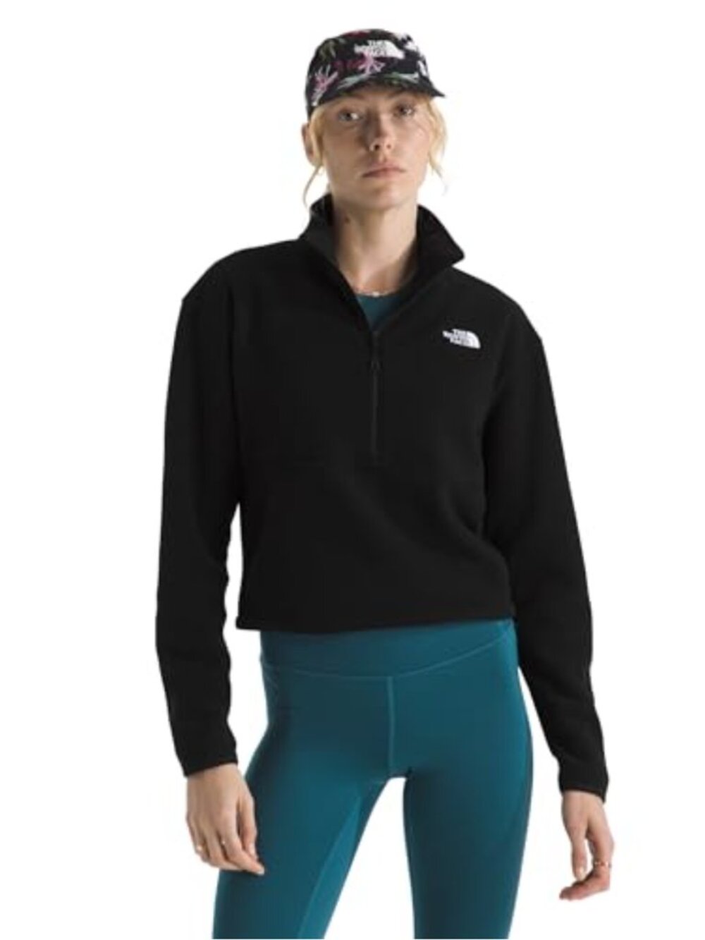 THE NORTH FACE Glacier Fleece Half Zip Pullover Jacket Zip Pockets Stretch